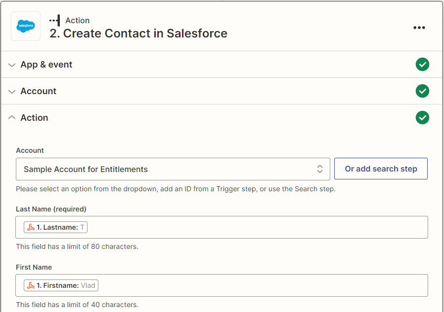 Map Contact Fields