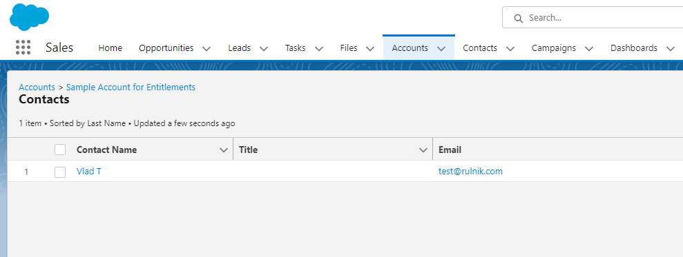 Verify the new contact in Salesforce