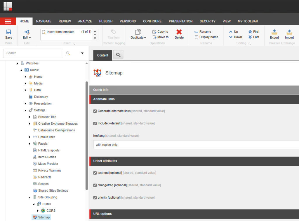 Sitecore SXA Sitemap Settings