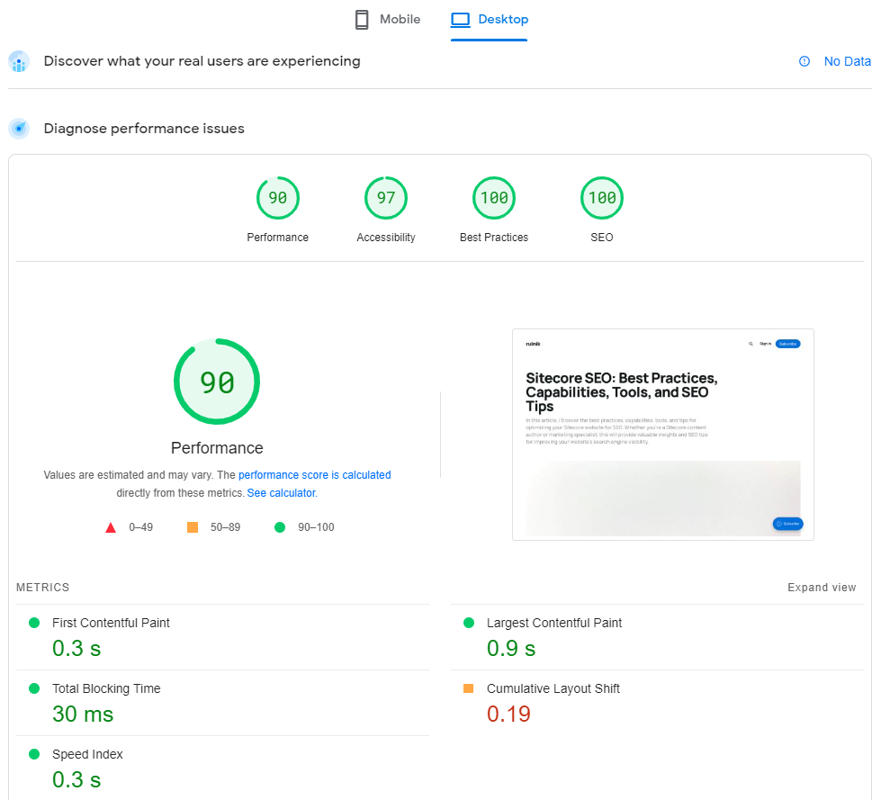  Google's PageSpeed Insights