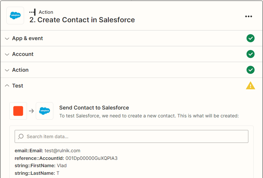 Test Salesforce Integration